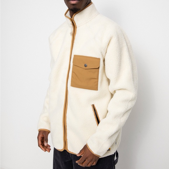 Fjallraven Men’s M Outdoor Full Zip Chalk White Vardag Pile Fleece Jacket NWT - Picture 1 of 16